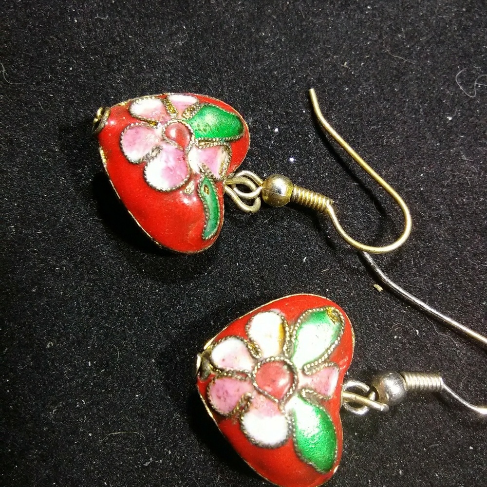 Vintage earrings enamel deco mid-century - Picture 3 of 5